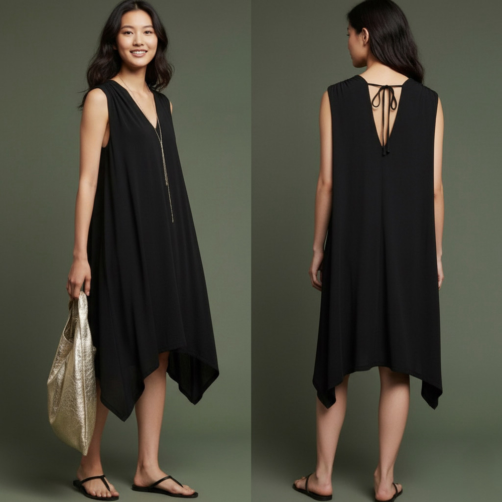 Eri + Ali Briella Tunic Dress Women’s Size Medium Black Asymmetrical Sleeveless